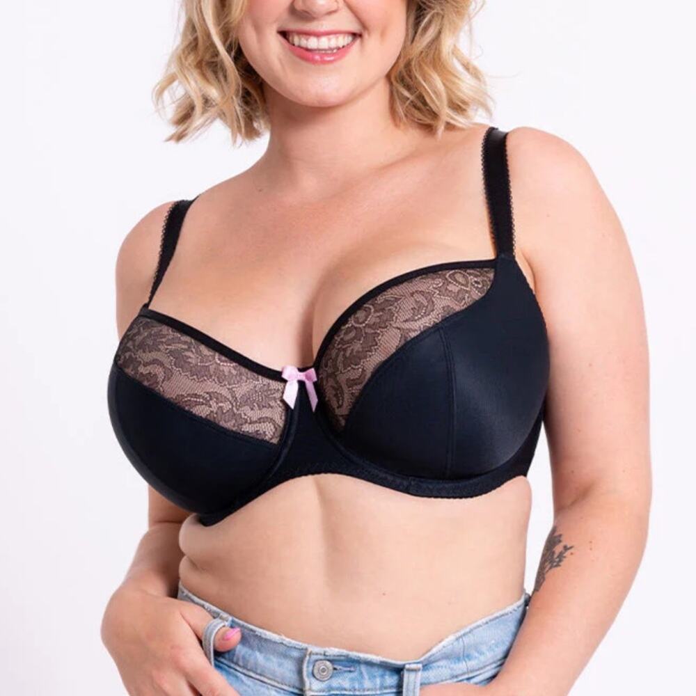 NWT Curvy Kate Moody Bloom Balcony Bra in Black - Size 32H